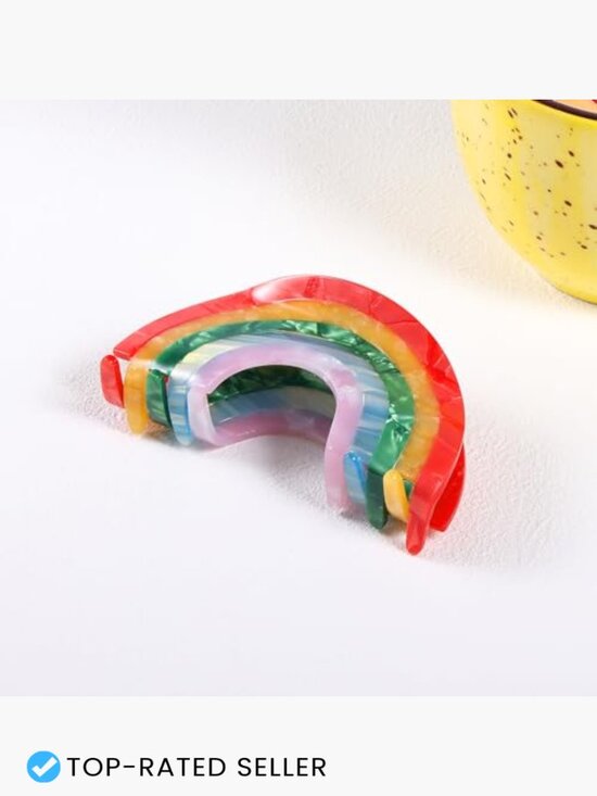 Large Rainbow Hair Claw Clip Non Slip 3.5inch Acrylic Acetate Strong Hold Jaw main image 6